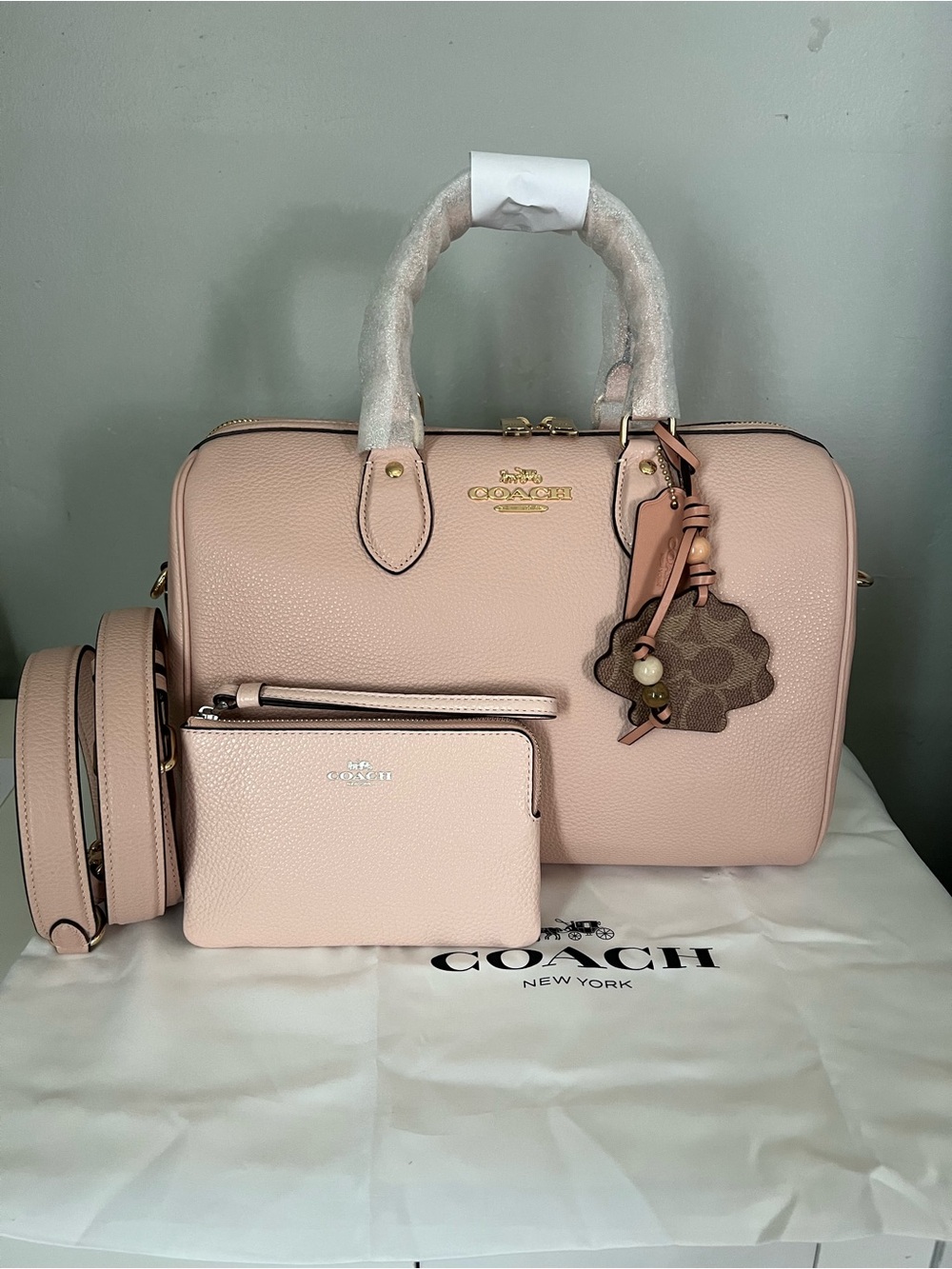 Coach Rowan Large Satchel Bag
With Shell Charm And Wristlet - Picture 1 of 9